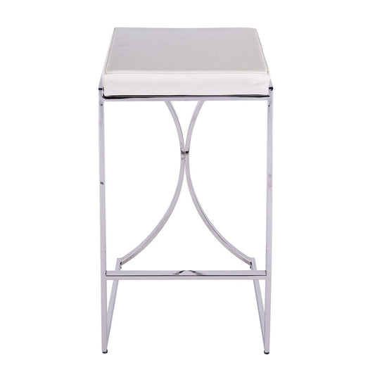 Butler Specialty Company - Natalya 31 in. Seat Height Faux Leather and Metal Backless Bar Stool, White - 5784220 View 2