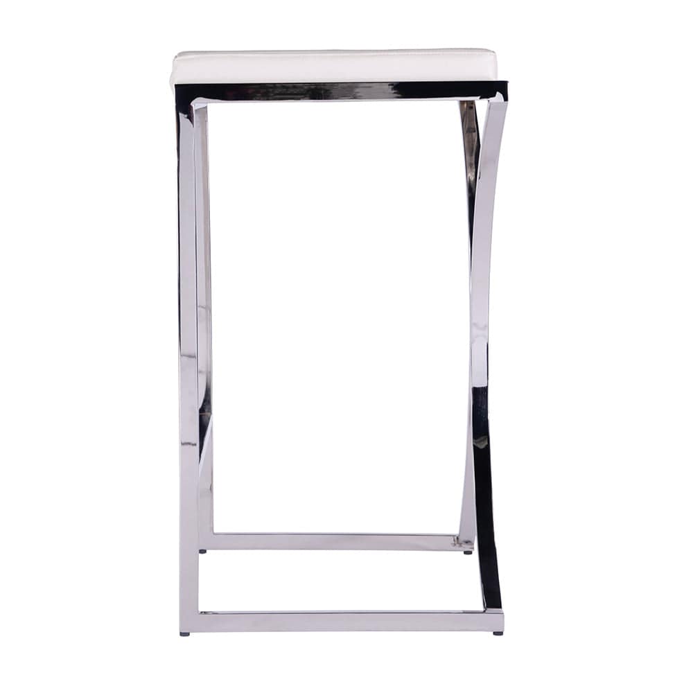 Butler Specialty Company - Natalya 31 in. Seat Height Faux Leather and Metal Backless Bar Stool, White - 5784220 View 3
