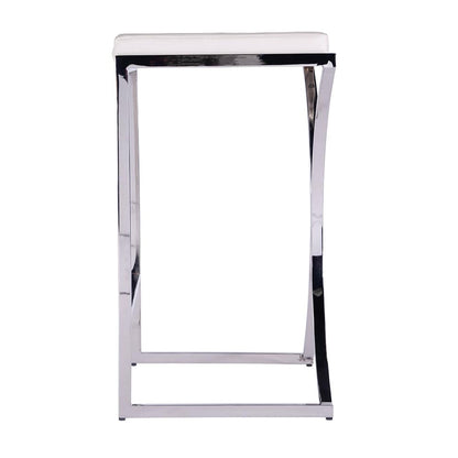 Butler Specialty Company - Natalya 31 in. Seat Height Faux Leather and Metal Backless Bar Stool, White - 5784220 View 3
