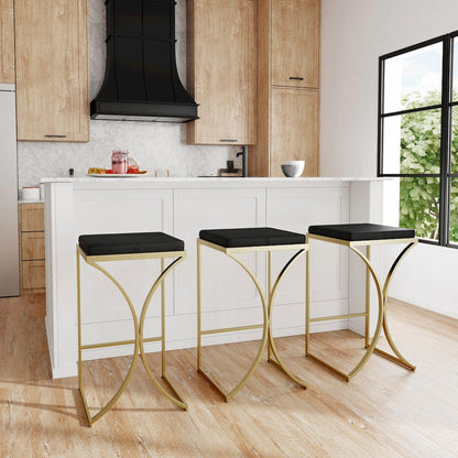 Butler Specialty Company - Natalya 31 in. Seat Height Faux Leather & Metal Backless Bar Stool, Black - 5784034 view 7