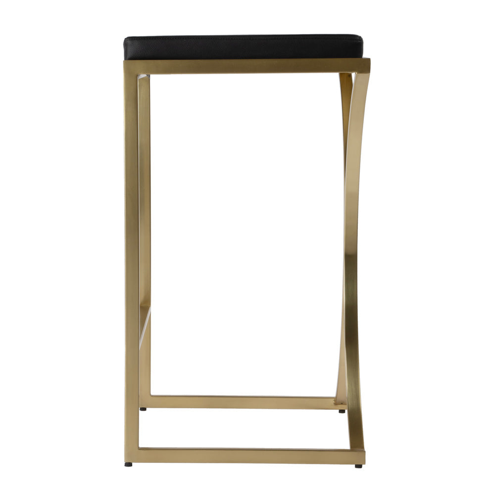 Butler Specialty Company - Natalya 31 in. Seat Height Faux Leather & Metal Backless Bar Stool, Black - 5784034