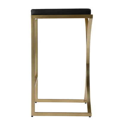 Butler Specialty Company - Natalya 31 in. Seat Height Faux Leather & Metal Backless Bar Stool, Black - 5784034