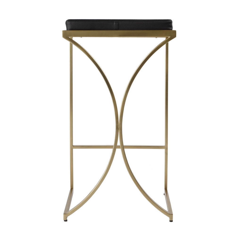Butler Specialty Company - Natalya 31 in. Seat Height Faux Leather & Metal Backless Bar Stool, Black - 5784034