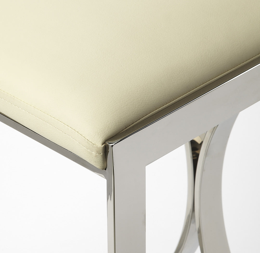 Butler Specialty Company - Natalya 24 in. Seat Height Faux Leather & Metal Backless Counter Height Stool with Footrest, Silver - 4463220