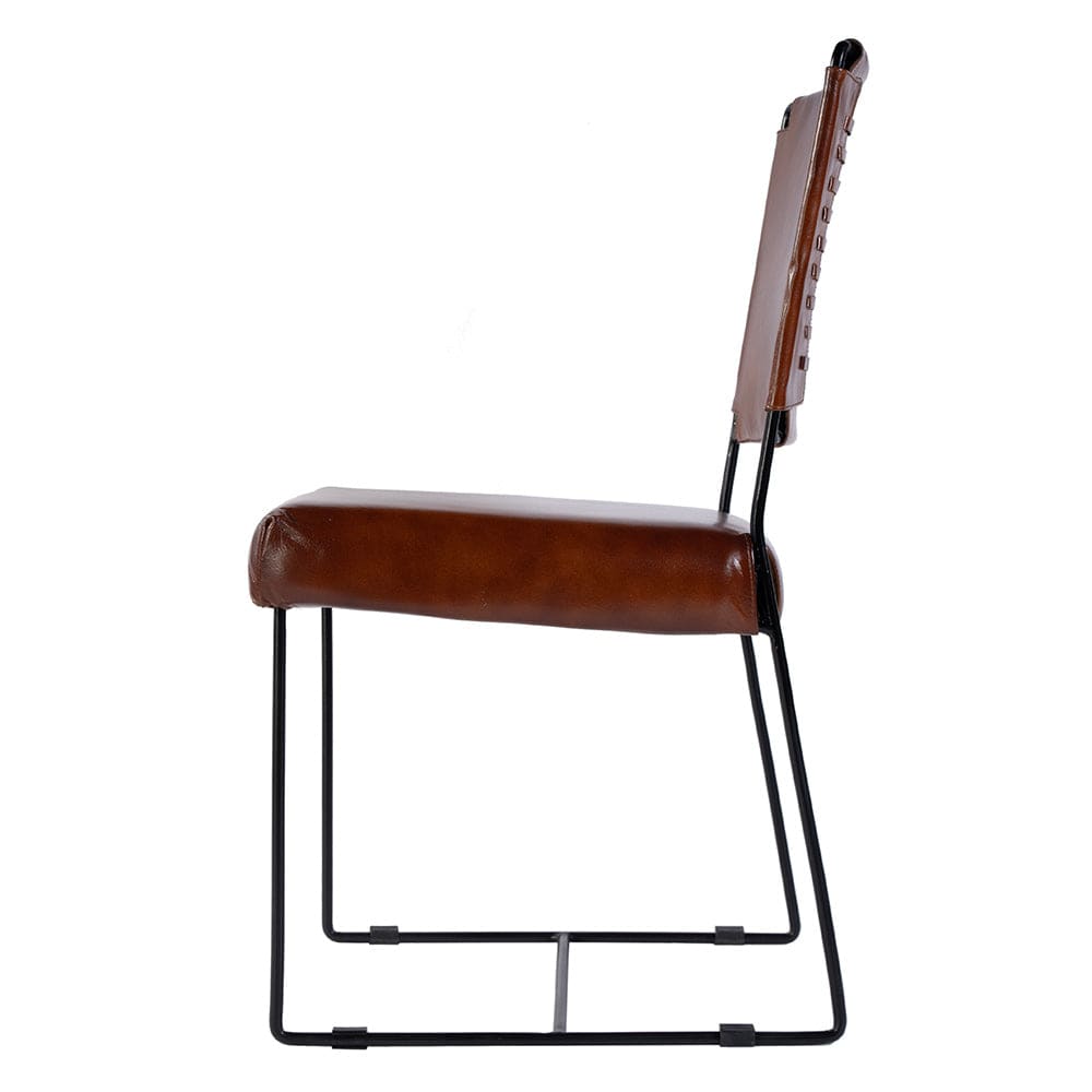 Butler Specialty Company - Nevin 19 in. Seat Height Leather and Iron Dining Side Chair, Brown - 5878344 View 3