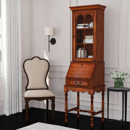 Butler Specialty Company - Newlark 20 in. W Rectangular Wood and Glass Traditional 2 Drawer 1 Door Secretary, Medium Brown - 4364011 View 5