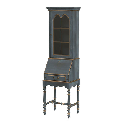 Butler Specialty Company - Newlark 20 in. W Rectangular Wood and Glass Traditional 2 Drawer 1 Door Secretary, Pastel Blue - 4364483 view 1