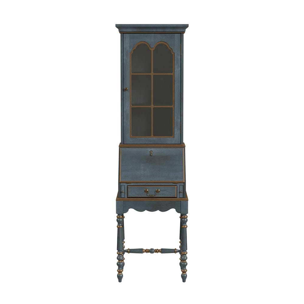 Butler Specialty Company - Newlark 20 in. W Rectangular Wood and Glass Traditional 2 Drawer 1 Door Secretary, Pastel Blue - 4364483 view 2
