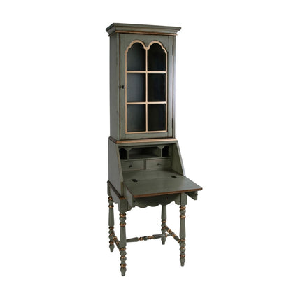 Butler Specialty Company - Newlark 20 in. W Rectangular Wood and Glass Traditional 2 Drawer 1 Door Secretary, Pastel Green - 4364482 view 2