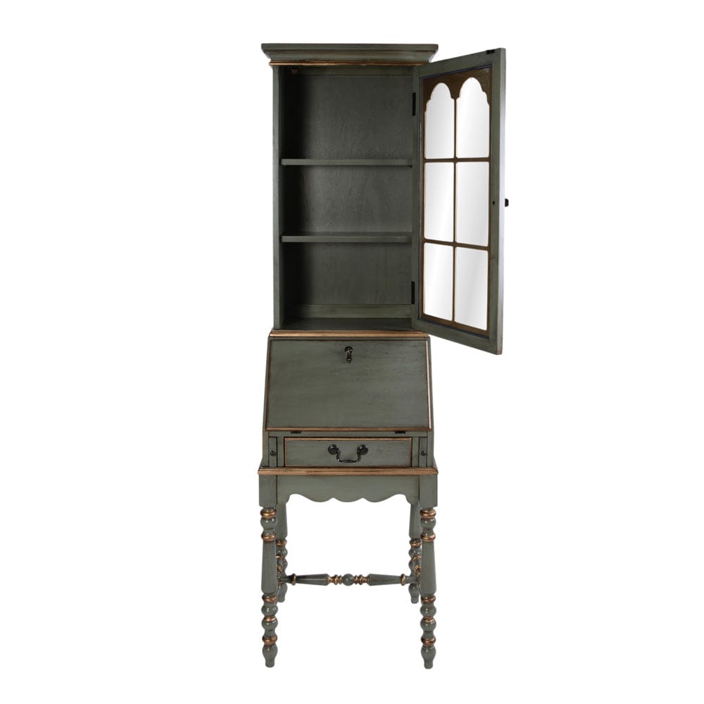 Butler Specialty Company - Newlark 20 in. W Rectangular Wood and Glass Traditional 2 Drawer 1 Door Secretary, Pastel Green - 4364482 view 3