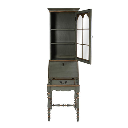 Butler Specialty Company - Newlark 20 in. W Rectangular Wood and Glass Traditional 2 Drawer 1 Door Secretary, Pastel Green - 4364482 view 3