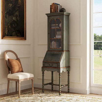 Butler Specialty Company - Newlark 20 in. W Rectangular Wood and Glass Traditional 2 Drawer 1 Door Secretary, Pastel Green - 4364482 view 4
