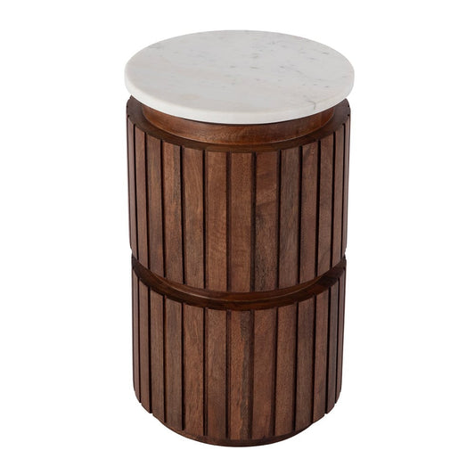 Butler Specialty Company - Newton 12 in. W Round Marble and Wood Side Table, Brown - 5859455 View 1