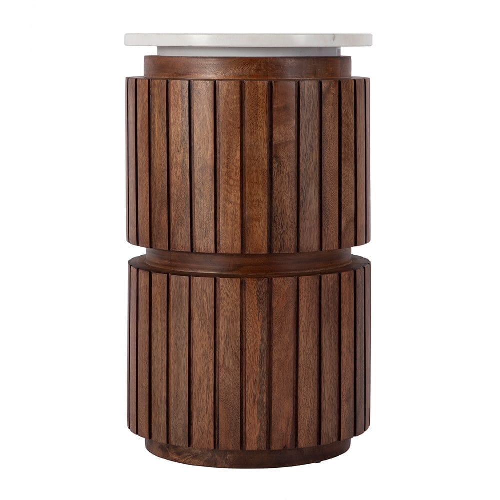 Butler Specialty Company - Newton 12 in. W Round Marble and Wood Side Table, Brown - 5859455 View 2