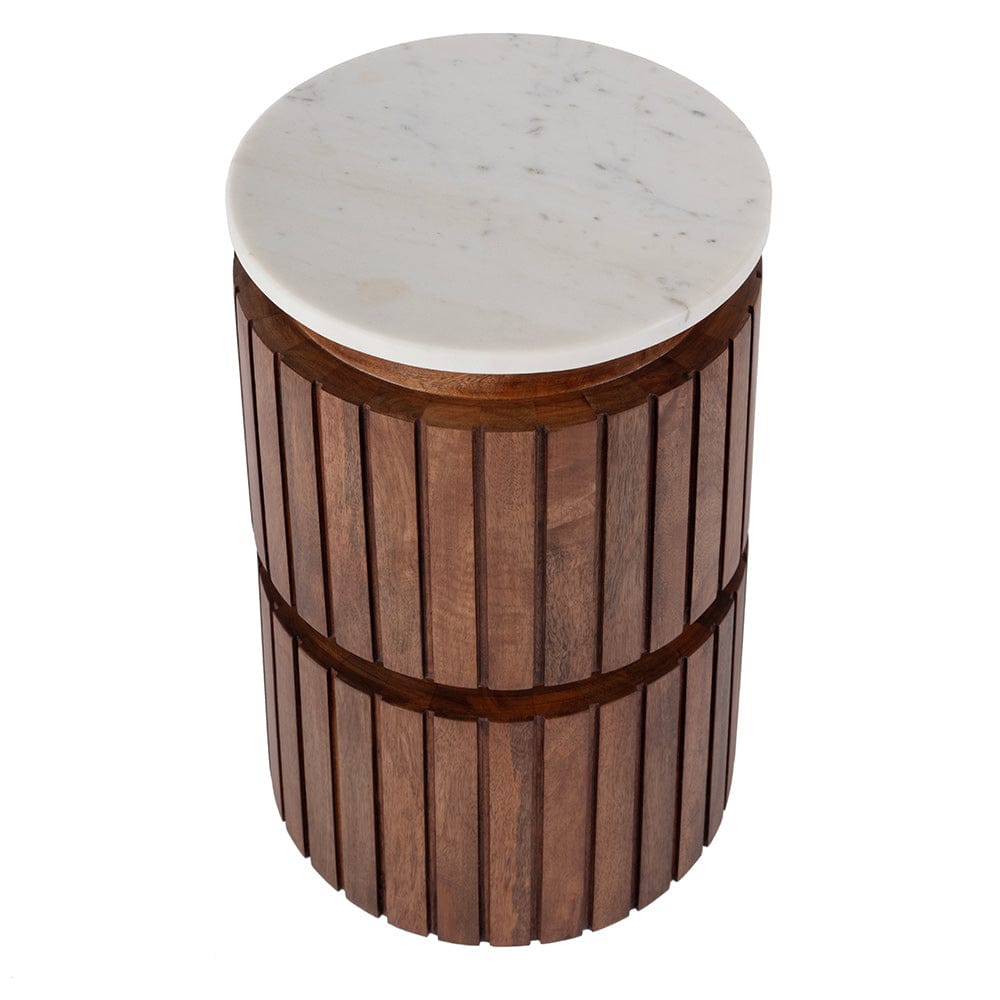 Butler Specialty Company - Newton 12 in. W Round Marble and Wood Side Table, Brown - 5859455 View 3