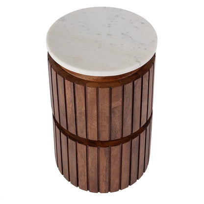 Butler Specialty Company - Newton 12 in. W Round Marble and Wood Side Table, Brown - 5859455 View 3