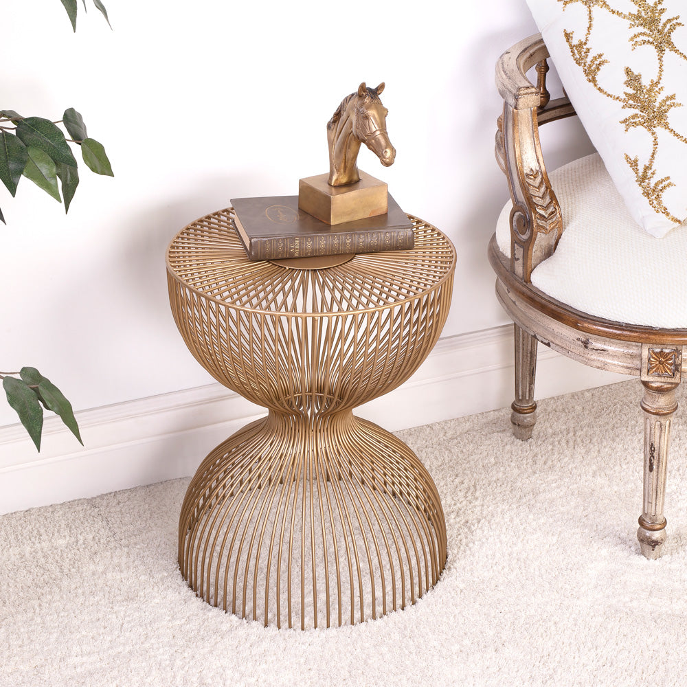 Butler Specialty Company - Nicholas 14 in. W Round Specialty Shaped Metal Side Table, Gold - 3318402
