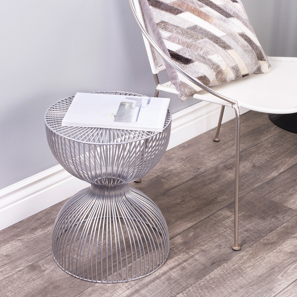 Butler Specialty Company - Nicholas 14 in. W Round Specialty Shaped Metal Side Table, Silver - 3318220