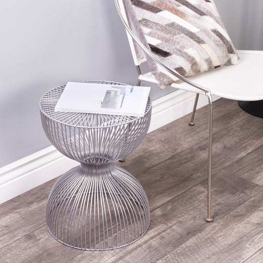 Butler Specialty Company - Nicholas 14 in. W Round Specialty Shaped Metal Side Table, Silver - 3318220