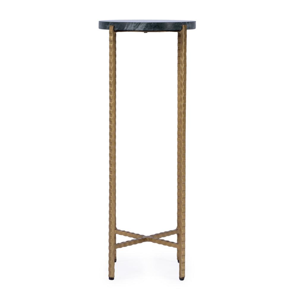 Butler Specialty Company - Nigella 8.5 in. W Round Marble with Cross Legs Side Table, Green - 5245475