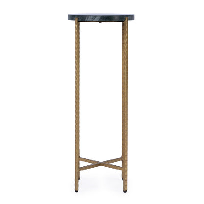 Butler Specialty Company - Nigella 8.5 in. W Round Marble with Cross Legs Side Table, Green - 5245475