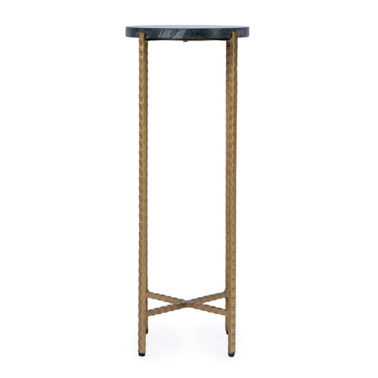 Butler Specialty Company - Nigella 8.5 in. W Round Marble with Cross Legs Side Table, Green - 5245475