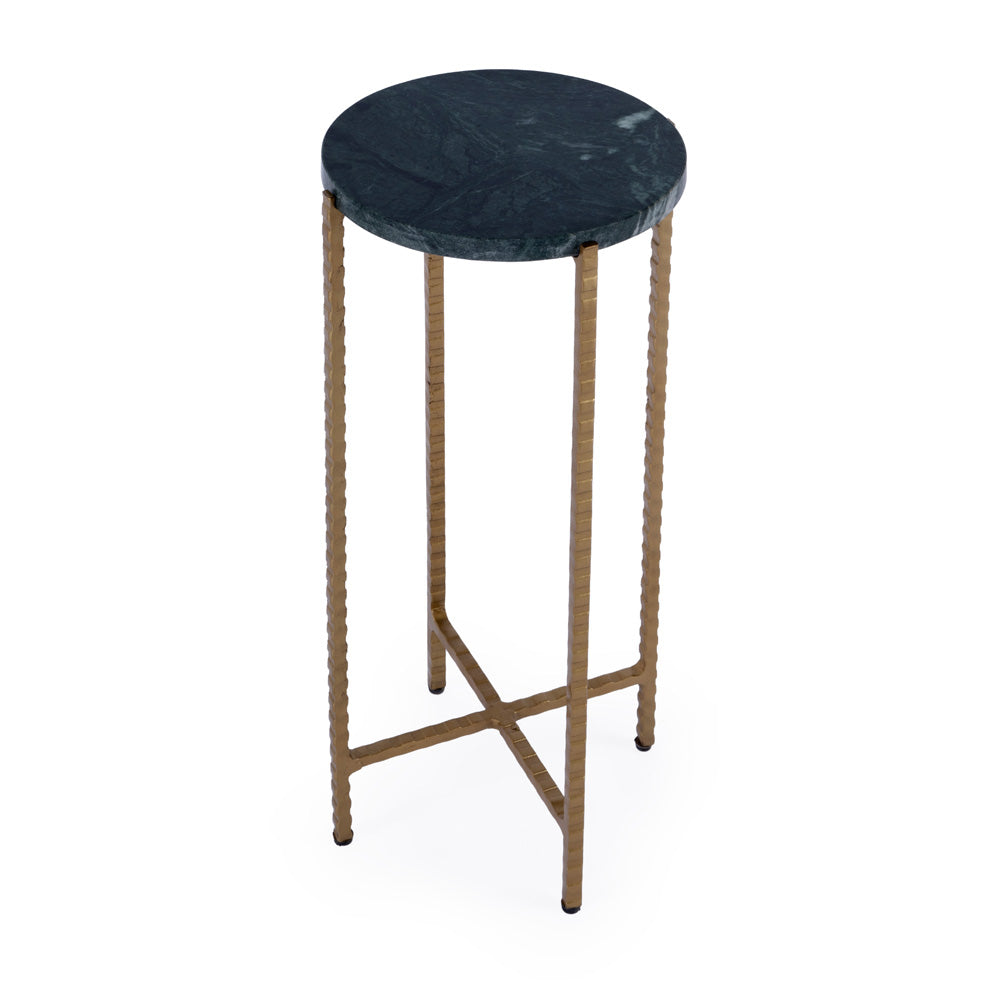 Butler Specialty Company - Nigella 8.5 in. W Round Marble with Cross Legs Side Table, Green - 5245475