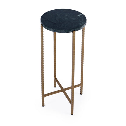 Butler Specialty Company - Nigella 8.5 in. W Round Marble with Cross Legs Side Table, Green - 5245475