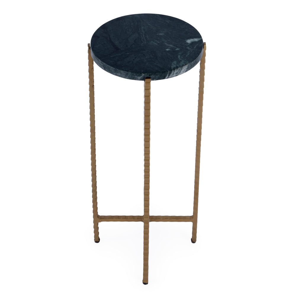 Butler Specialty Company - Nigella 8.5 in. W Round Marble with Cross Legs Side Table, Green - 5245475