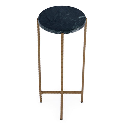 Butler Specialty Company - Nigella 8.5 in. W Round Marble with Cross Legs Side Table, Green - 5245475