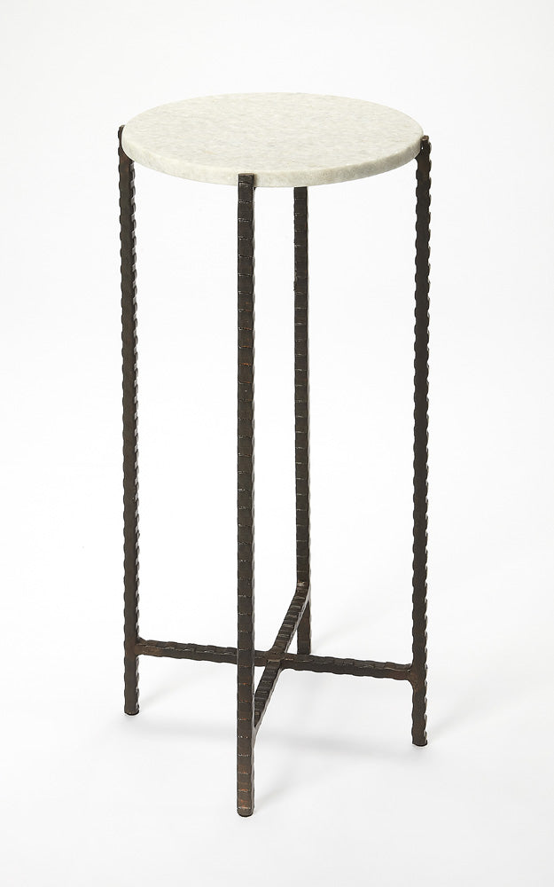 Butler Specialty Company - Nigella 8.5 in. W Round Marble with Cross Legs Side Table, Multi-Color - 5245389