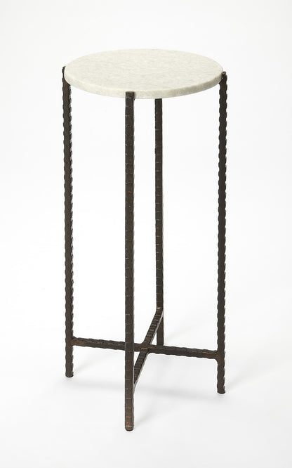Butler Specialty Company - Nigella 8.5 in. W Round Marble with Cross Legs Side Table, Multi-Color - 5245389