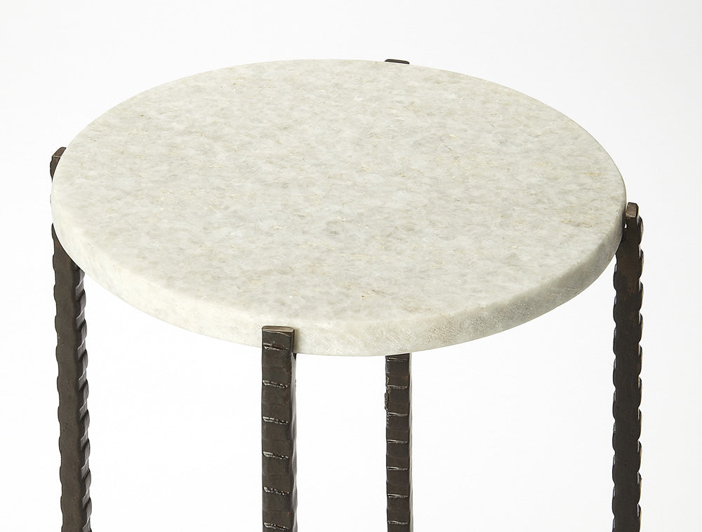 Butler Specialty Company - Nigella 8.5 in. W Round Marble with Cross Legs Side Table, Multi-Color - 5245389