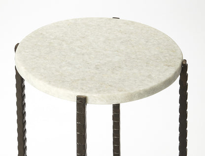 Butler Specialty Company - Nigella 8.5 in. W Round Marble with Cross Legs Side Table, Multi-Color - 5245389