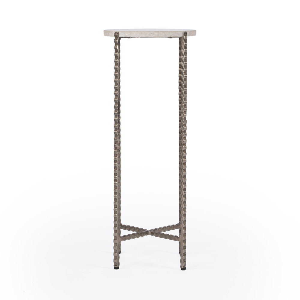 Butler Specialty Company - Nigella Marble and Silver Cross Legs Side Table, Multi-Color - 5612425