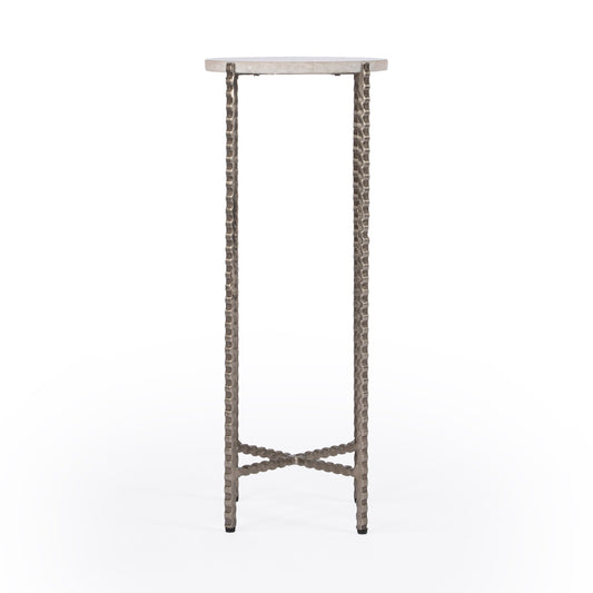 Butler Specialty Company - Nigella Marble and Silver Cross Legs Side Table, Multi-Color - 5612425