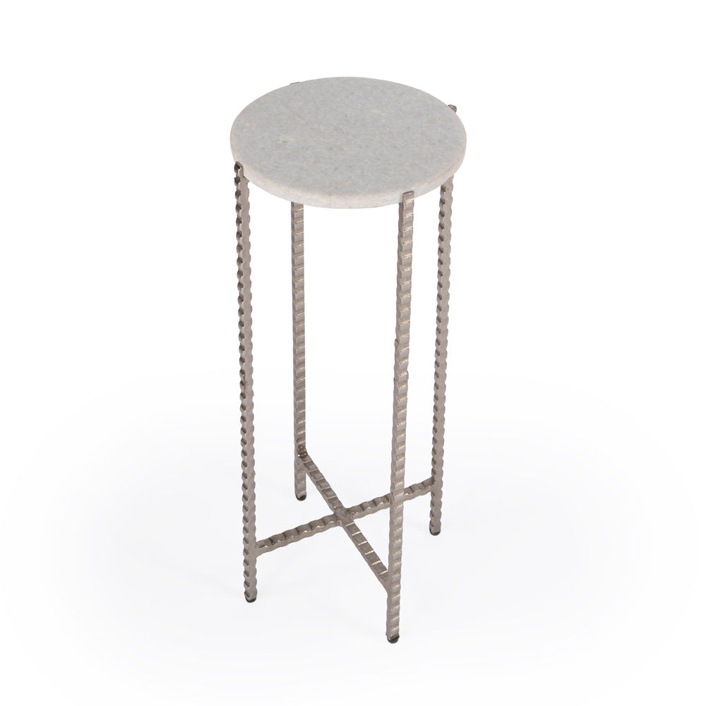 Butler Specialty Company - Nigella Marble and Silver Cross Legs Side Table, Multi-Color - 5612425