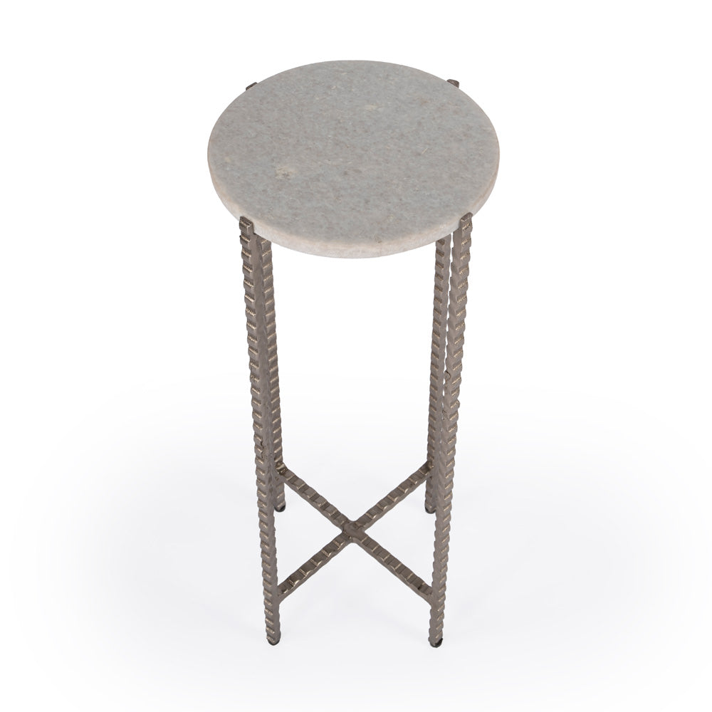 Butler Specialty Company - Nigella Marble and Silver Cross Legs Side Table, Multi-Color - 5612425