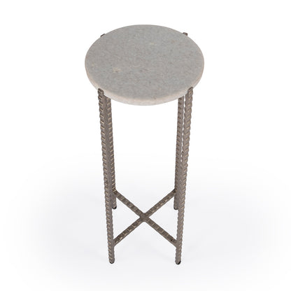 Butler Specialty Company - Nigella Marble and Silver Cross Legs Side Table, Multi-Color - 5612425