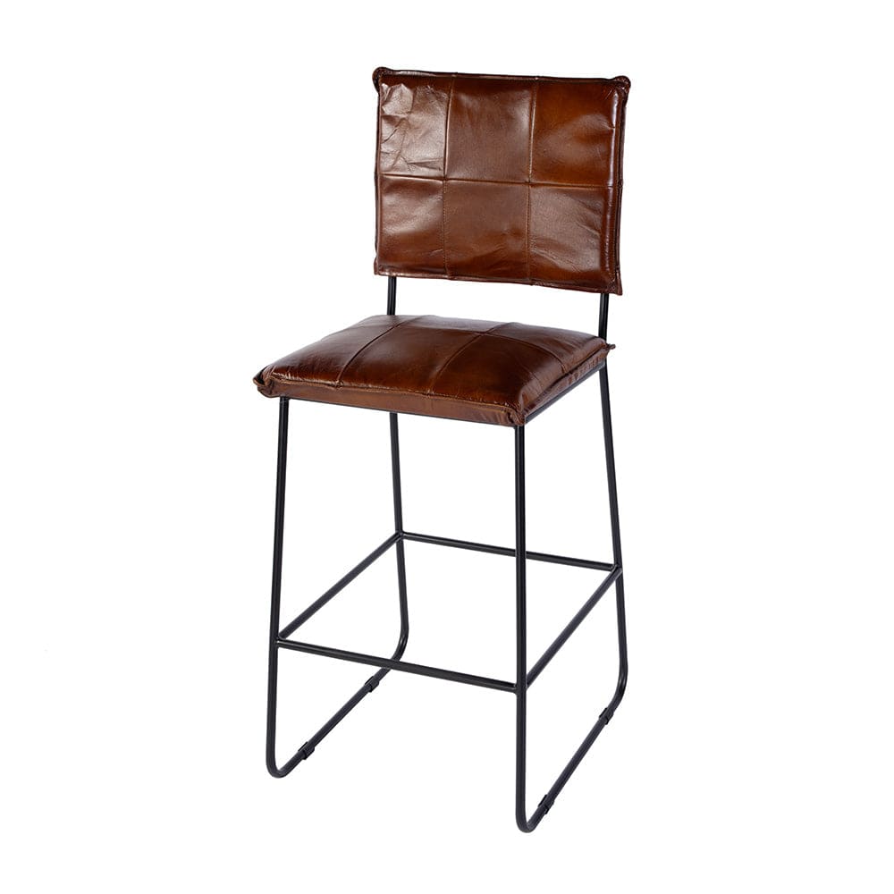 Butler Specialty Company - Niles 30 in. Seat Height Leather and Iron Bar Stool w Footrest, Brown, Black - 5919344 View 1