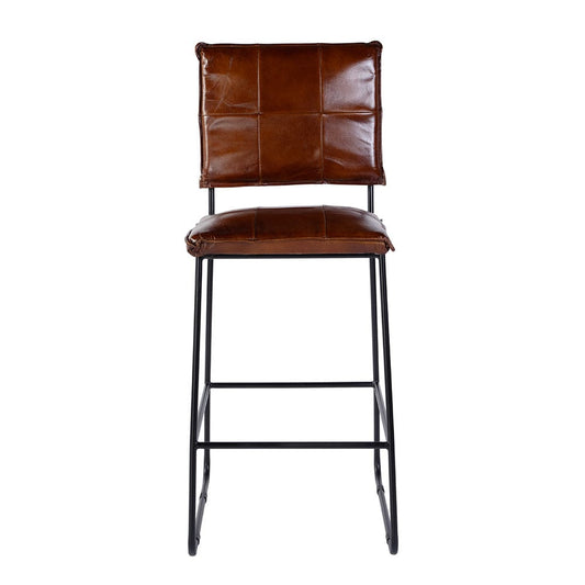 Butler Specialty Company - Niles 30 in. Seat Height Leather and Iron Bar Stool w Footrest, Brown, Black - 5919344 View 2