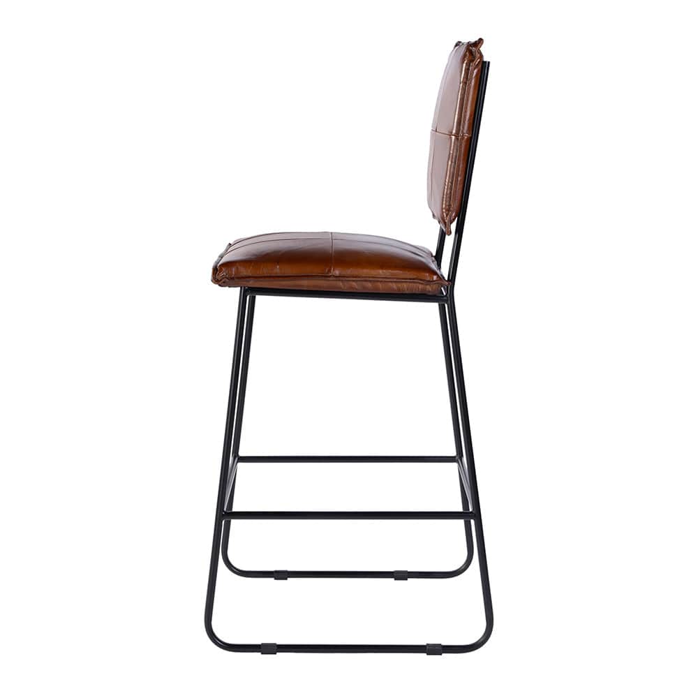 Butler Specialty Company - Niles 30 in. Seat Height Leather and Iron Bar Stool w Footrest, Brown, Black - 5919344 View 3