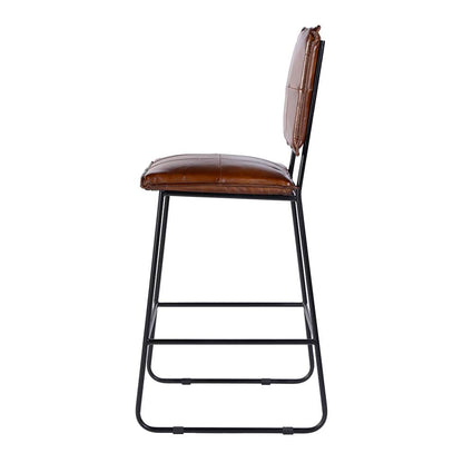 Butler Specialty Company - Niles 30 in. Seat Height Leather and Iron Bar Stool w Footrest, Brown, Black - 5919344 View 3