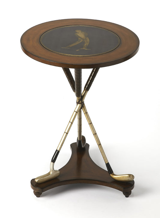 Butler Specialty Company - Heritage - Nineteenth Hole 20 in. W Round Wood Golf Themed Side Table, Multi-Color - 2302070
