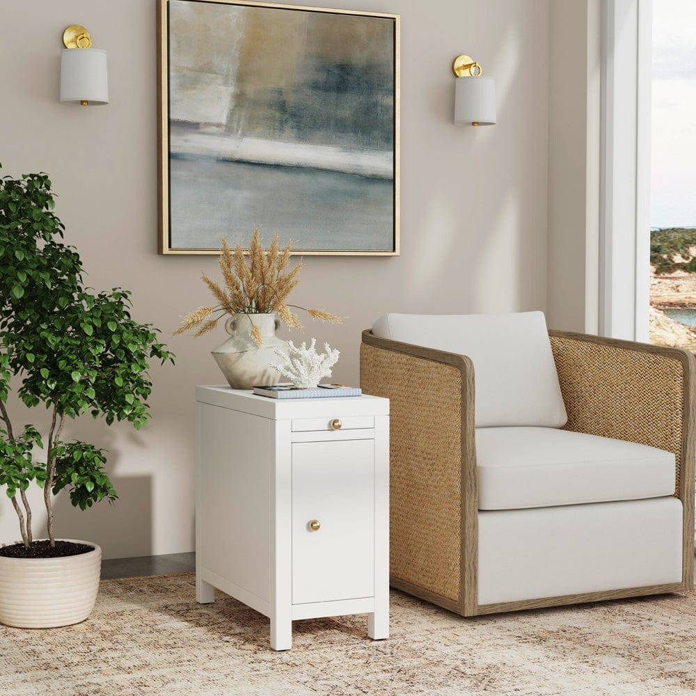 Butler Specialty Company Nora 12 in. W Wood 1 Door End Table with Pull-Out Tray  - White - 5940304 view 7