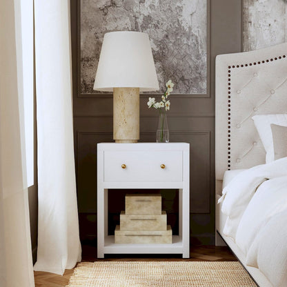 Butler Specialty Company - Nora 21 in. W Rectangular Wood 1 Drawer Small Nightstand w Lower Open Shelf, White - 5945477 view 5
