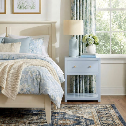 Butler Specialty Company - Nora 21 in. W Rectangular Wood 1 Drawer Small Nightstand with Lower Open Shelf, Light Blue - 5945522 view 6