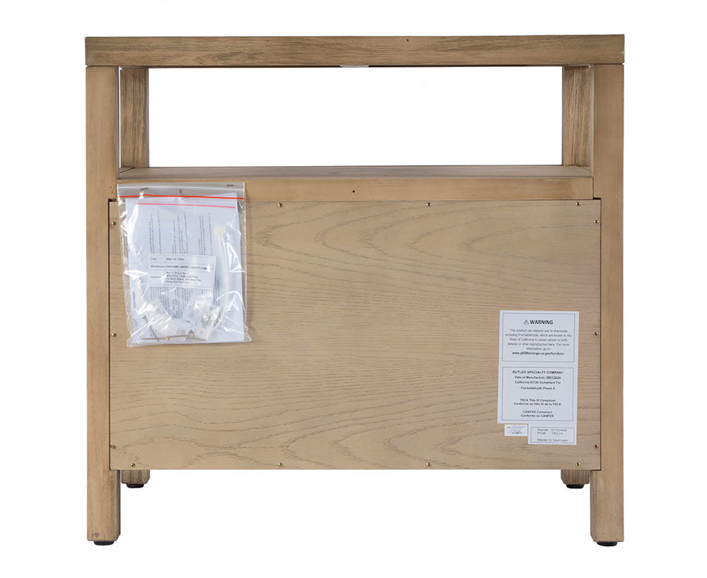Butler Specialty Company - Nora 21 in. W Rectangular Wood 2 Drawer Nightstand with Open Shelf, Light Brown - 5734492 view 5