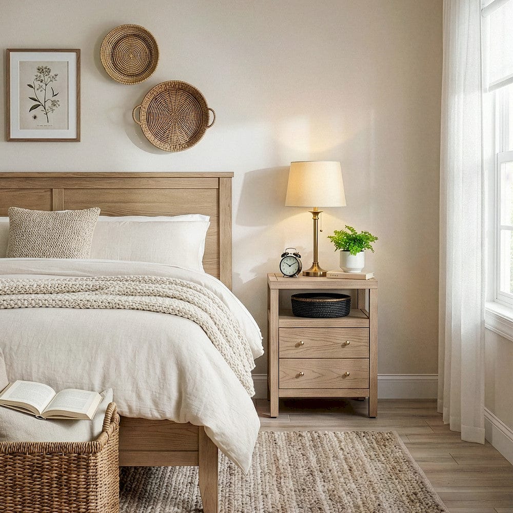 Butler Specialty Company - Nora 21 in. W Rectangular Wood 2 Drawer Nightstand with Open Shelf, Light Brown - 5734492 view 8