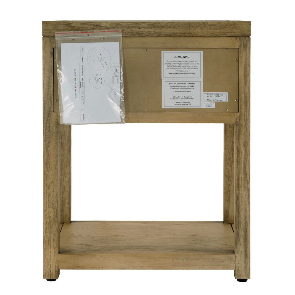 Butler Specialty Company Nora 21 in. W Wood 1 Drawer Small Nightstand with Shelf  - Light Brown - 5945492 view 3